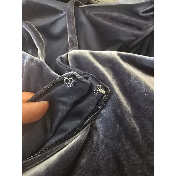 Revelry Dawson Indie Blue Velvet Push Up Bra Maxi Dress Bridesmaid Gown 14 - Picture 6 of 6